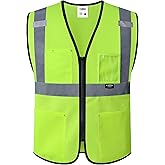JKSafety Safety Vest for Men Women Hi Vis Construction Vest with Pockets Class 2 High Visibility Meet ANSI Standard