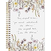 LADOCK Floral Inspirational Notebook, I Am the Storm Journal for Women, Wildflower Botanical Positive Quote Spiral Notebook, Motivational Journal for Women, 5.5x8.3