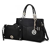 MKF Collection 2Pcs Satchel Bag for Women, Vegan Leather Crossbody Bag, Wristlet Bag Handbag Purse Tote Bag Set By Mia K