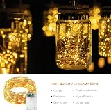 Jsdoin 100 LED Fairy Lights Battery Copper 10M Warm White Indoor Outdoor view 2