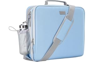 Mesilee Zipper Binder, 3 Inch D-Ring 3 Ring with Water Bottle Holder,700 Sheet Capacity-Multiple Pockets,Binder with Strap for School/Office, Fit for 13" Tablet/Laptop,Patent Design-Baby Blue