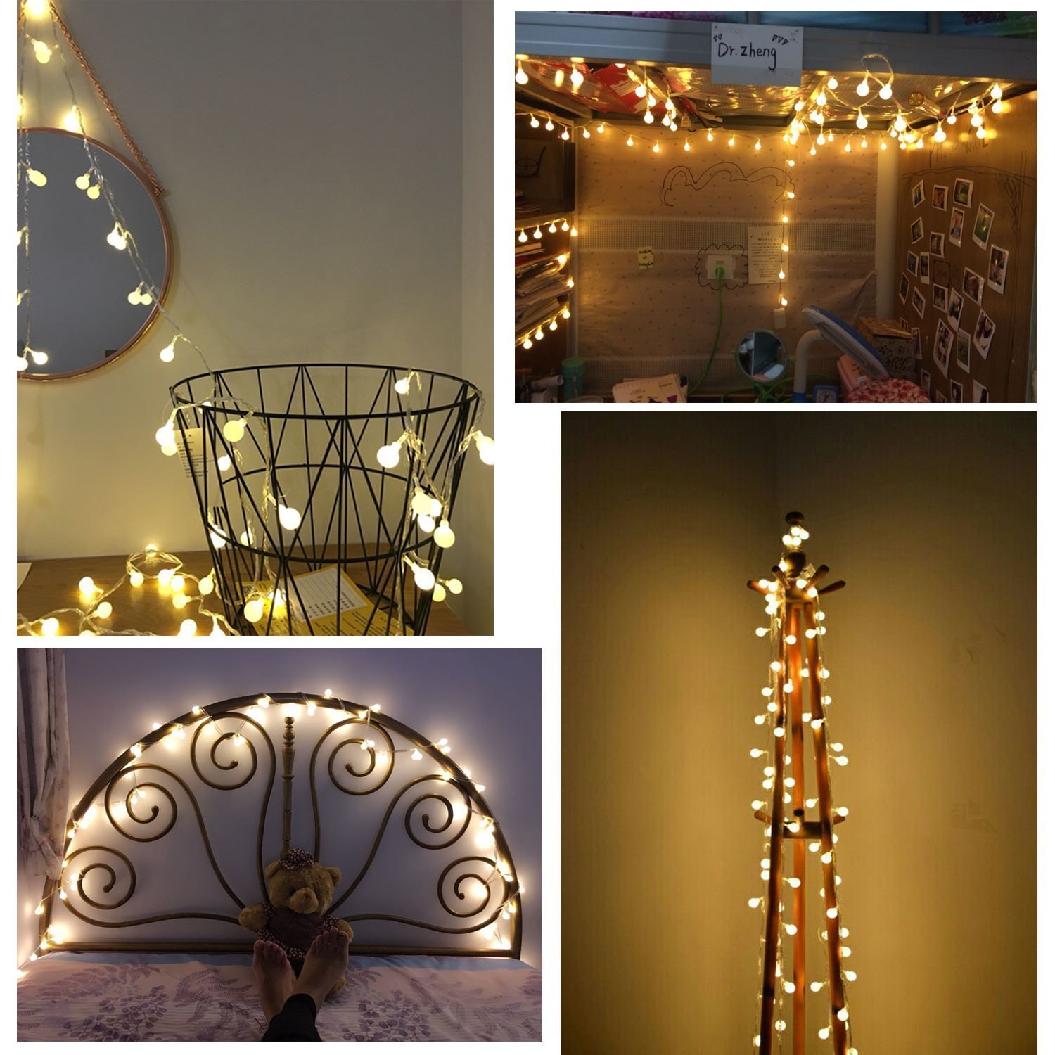 Naisidier 100LED 33 Feet Ball Globe Long String Lights Warm Color Fairy Starry Light for Xmas  Party Home Garden (Warm White)