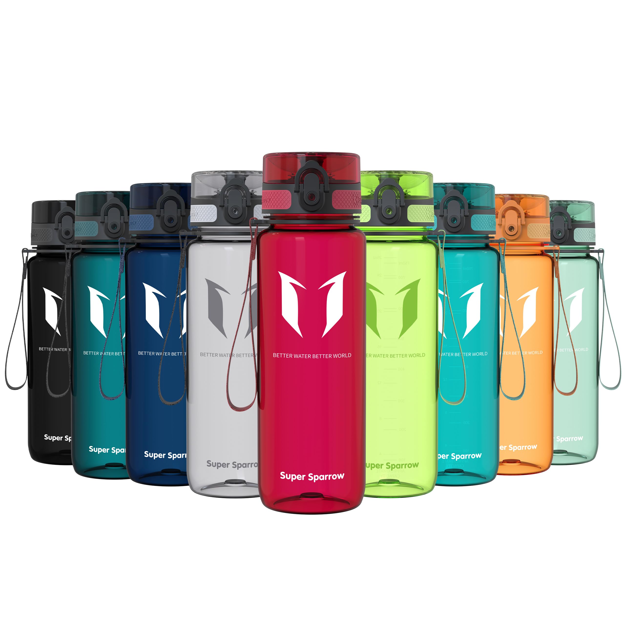 Super Sparrow Sports Water Bottle - 750ml - Non-Toxic BPA Free & Eco-Friendly Tritan Co-Polyester Plastic - For Running, Gym, Yoga, Outdoors and Camping