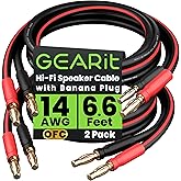GearIT 14 AWG Speaker Cable with Banana Plugs 14Ga Banana Wire for Bi-Wire Bi-Amp HiFi Surround Sound