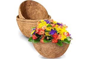 TigeJoy Coco Coir Liners for Hanging Baskets, 100% Natural Coco Fiber Replacement Liner, 3PCS 12 inch Thick Round Coconut Liners for Garden Plants Flower Vegetable Pot, Planter Insert