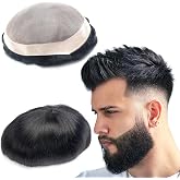 lumeng Hair System for Mens Toupee Hair Replacement System Mono Lace With Npu Lace Hairpiece Size 6x8 Inch 6 Inch Length Color 1# 100% Human Hair Unit Protesis Capilar Hombre