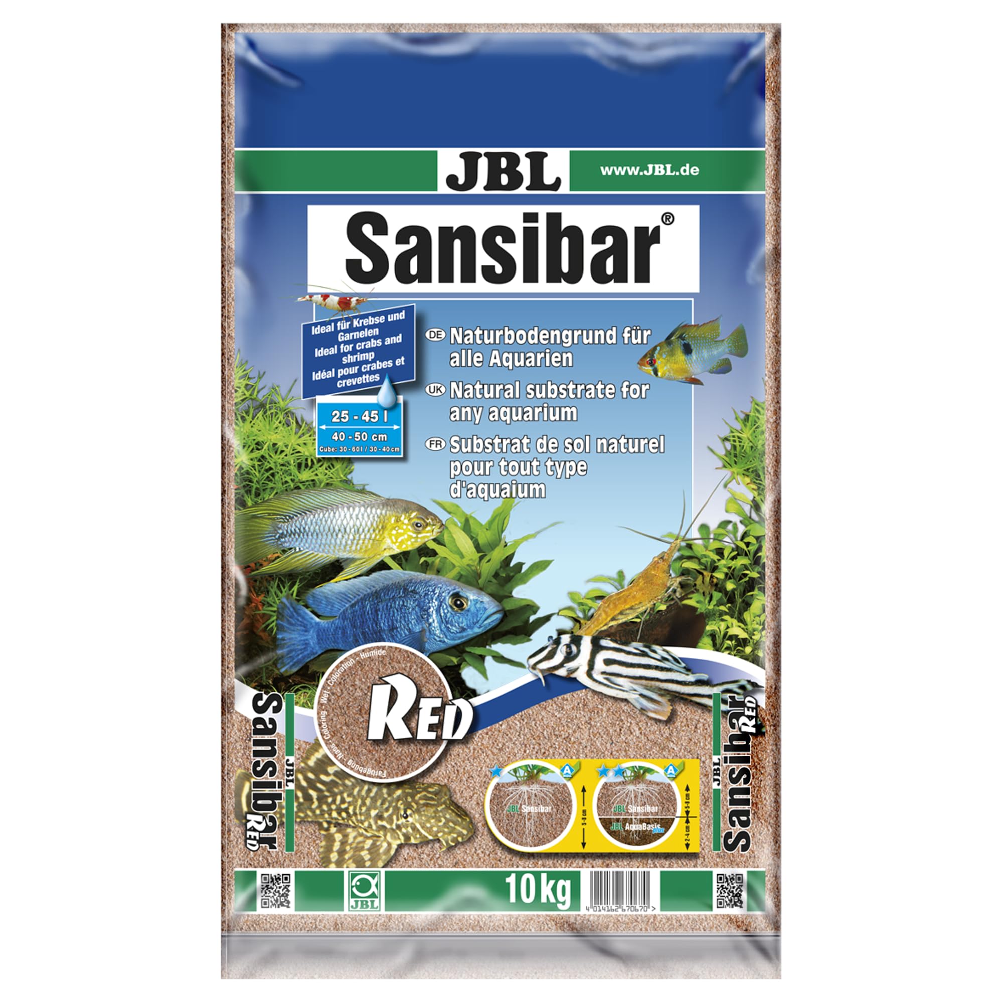JBL Sansibar RED 10 kg, Fine, red substrate for fresh- and saltwater aquariums