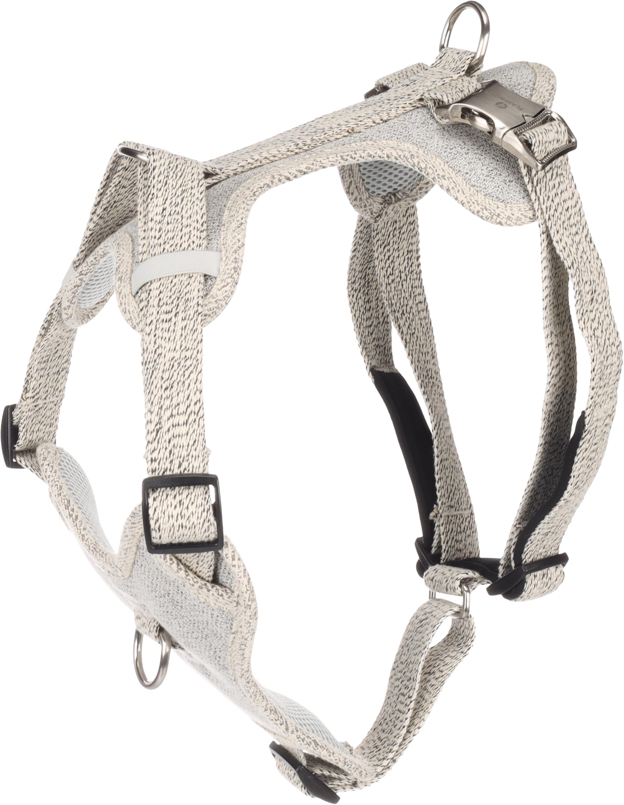 Flamingo Dog Harness Lago White & Black XL 53-86cm 65-105cm 25mm