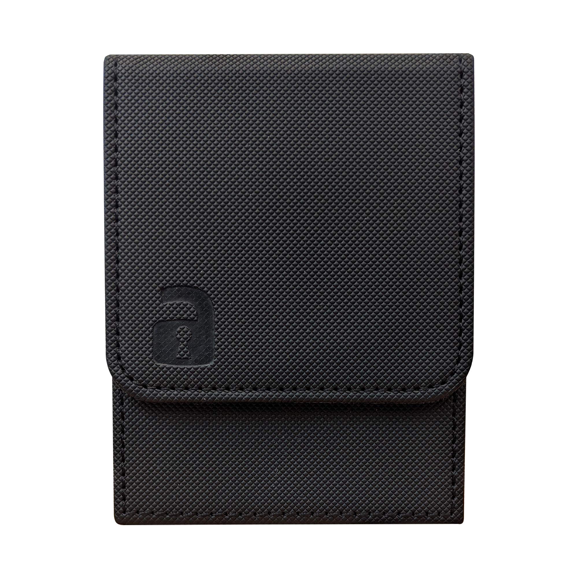 Vault X Trading Card Toploading Deck Box, 80+ sleeved cards, Premium Exo-Tec Material, Card Holder Storage Box, Detachable Magnetic Lid, for MTG Commander, TCG (Black/Electric Green)