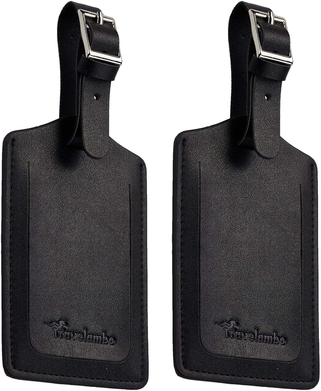  | Travelambo Leather Luggage Bag Tags (Black) | Luggage Tags