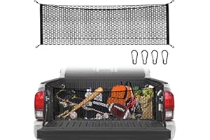 Cargo Net for Pickup Truck Bed - Truck Bed Net for Trunk Organizers and Storage Additional with 4 Metal Carabiner Buckles - C