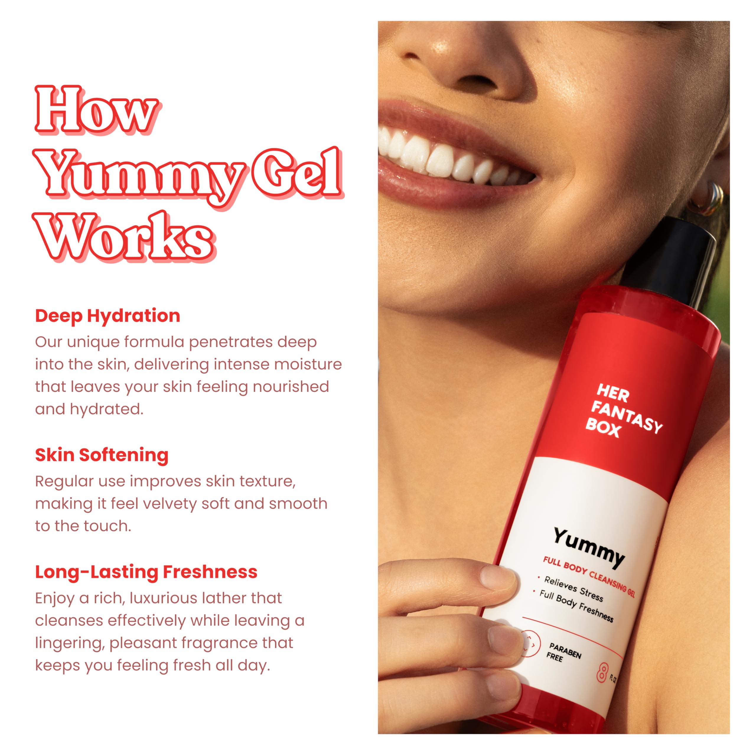 Her Fantasy Box Yummy | Body Wash - Indulgent, Luxurious Body Wash for Deep Cleansing, Moisturizing, and Nourishing Skin - Refreshing Scent for All Skin Types