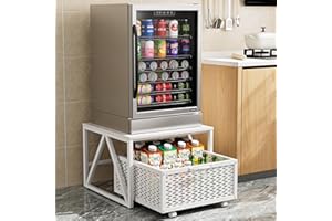 Urban Deco Mini Fridge Stand with Storage, Heavy Duty Fridge Cart with Drawer Basket, Mini Refrigerator Table for 220 LBS, Mo
