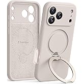 GolbinBox for iPhone 17 Pro Case with 360° Spin Magnetic Stand, [Compatible with MagSafe][Full Camera Protection], Full Body Shockproof Liquid Silicone Case with Ring Kickstand for 17 Pro 6.3'', Stone