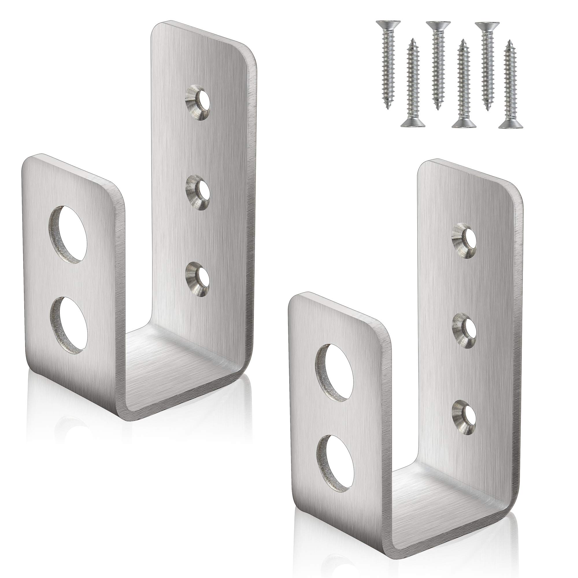 2x4 (1.5x3.5 inch) Door Barricade Brackets (2 pcs) | Drop Open Bar Holder Marine Grade Stainless Steel U Bracket for 2 by 4 Lumber as Security Door Reinforcement, Door Jammer, Barn, Shed, Garage, Gate