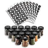 AllSpice 3 Ounce Glass Jar 18 Pack + 315 Water Resistant Round Spice Jar Labels