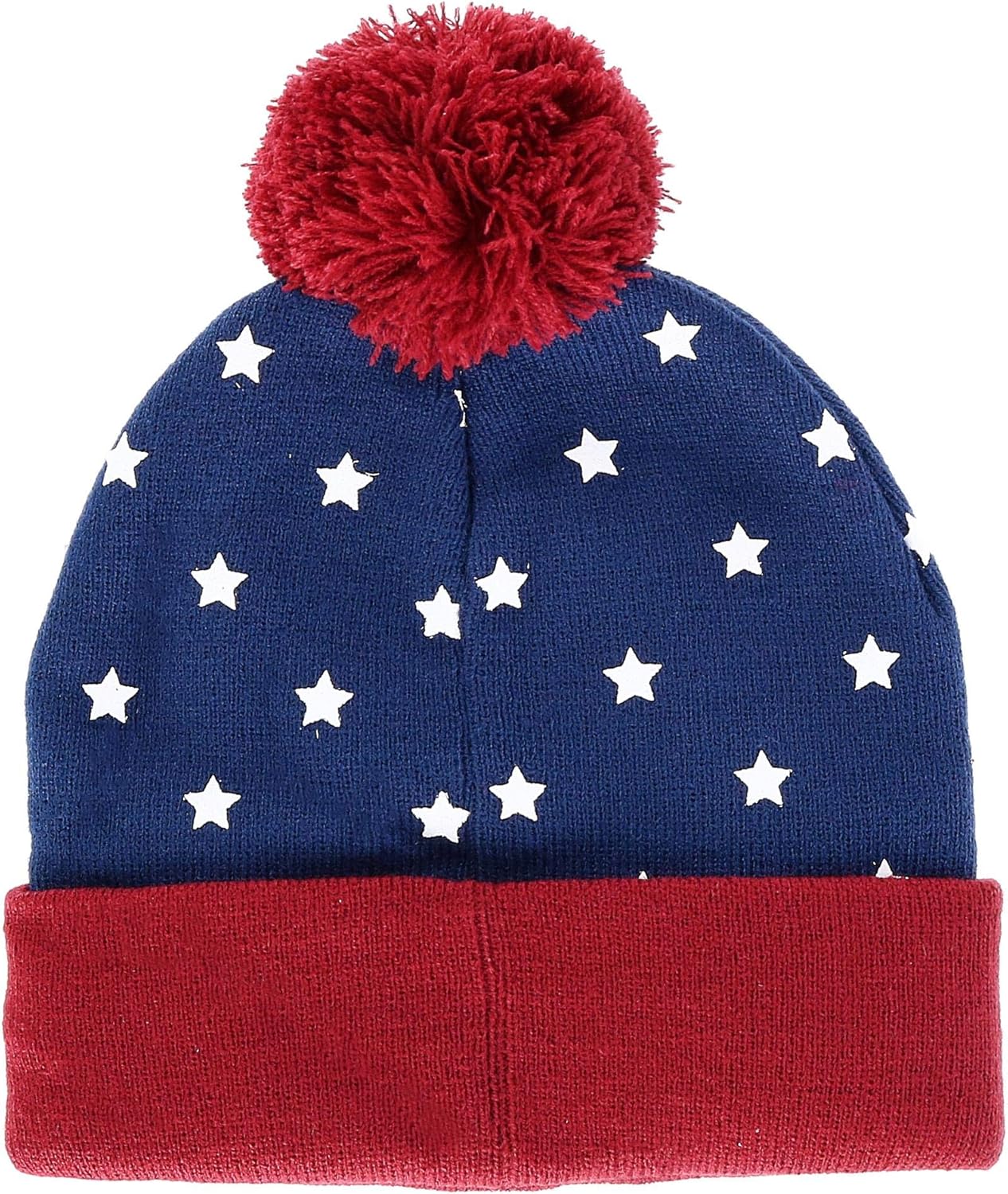 Juniors DC Wonder Woman Navy, Red & Gold Cuff Pom Beanie Standard: Clothing