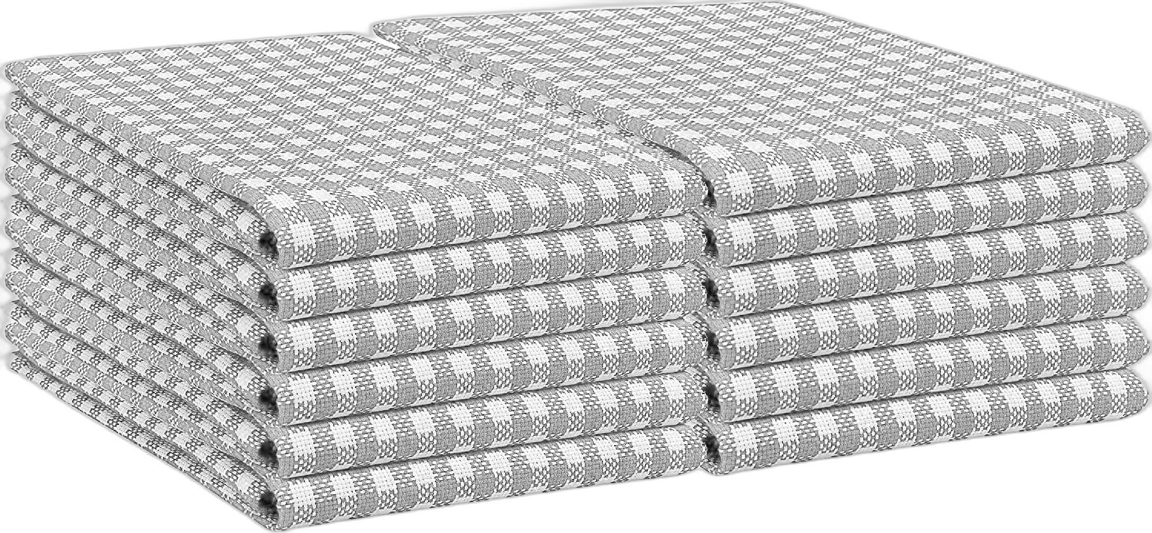 Wholesale Trade Dealz 10 Pack Wonderdry Tea Towels 100% Cotton Kitchen Dish Cloth Long Lasting Quick Absorbent Bar Catering Cloth (Silver)