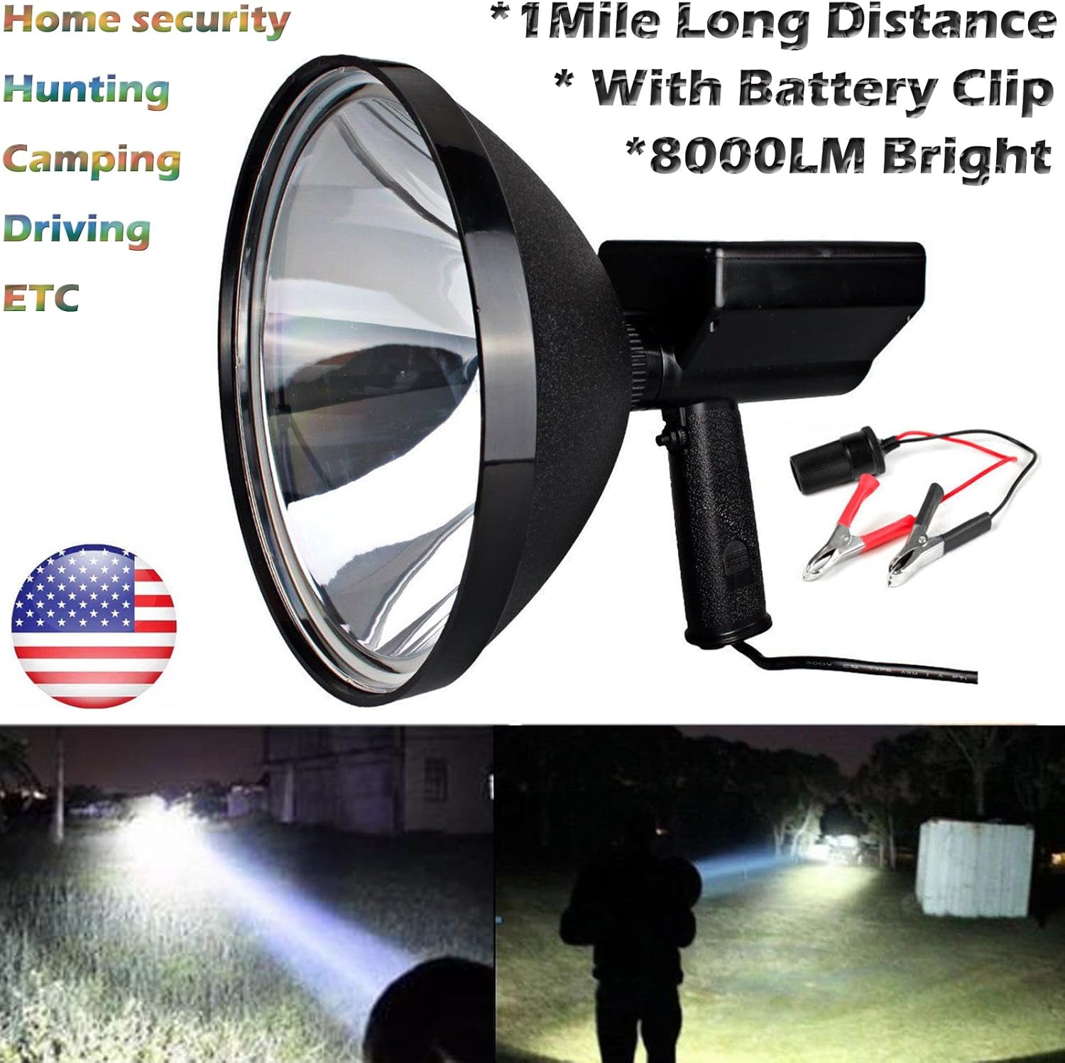 Handheld Spotlight 12V Car HID Fishing Search Light/Hunting Light