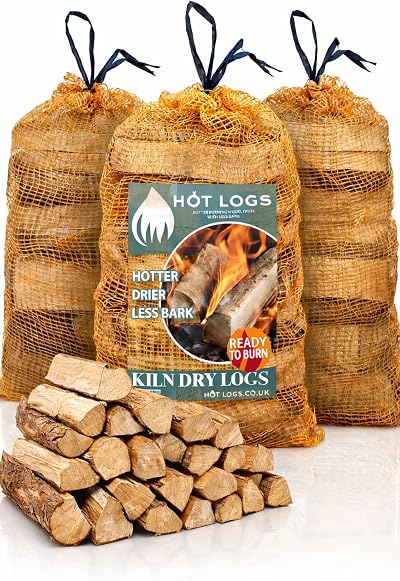 GardenCo 75L Hardwood Kiln Dried Logs 3 x 25L Nets Ideal for Open Fires