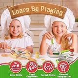 Lehoo Castle Wooden Kitchen Food Toys Pizza Pasta Play Set 3+ Years view 5