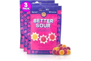 Better Sour Gummies - Apricot, Pomegranate, Plum – Naturally Flavored, Plant-Based, Low Sugar, Healthy Sour Gummy Candy – 3g sugar/60 cal per 1.8 oz Bag, Healthy Treats for Kids & Adults (Pack of 3)