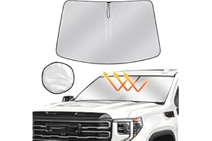 AUTOMIIM Windshield Sun Shade for 2019-2024 2025 GMC Sierra 1500 2500 3500, Upgraded Heat Insulation Front Window Cover for GMC Sierra, Foldable Windshield ShadeSun Visor Protector for GMC Sierra Accessories