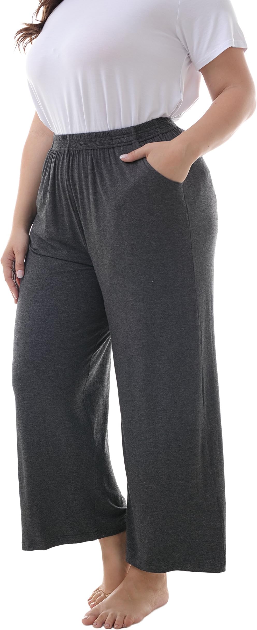 ZERDOCEAN Women's Plus Size Modal Stretchy Relaxed Lounge Pants with Pockets