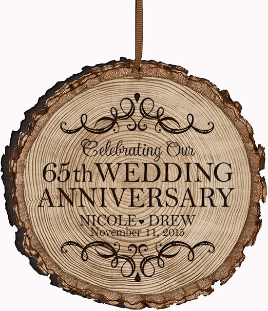 Amazon Com Lifesong Milestones Personalized 65th Anniversary Bark Style Christmas Ornament For 65 Years Of Marriage Sixty Five Year Wedding Keepsake Gift For Parents Husband Wife Him Her 3 25 Bark Kitchen
