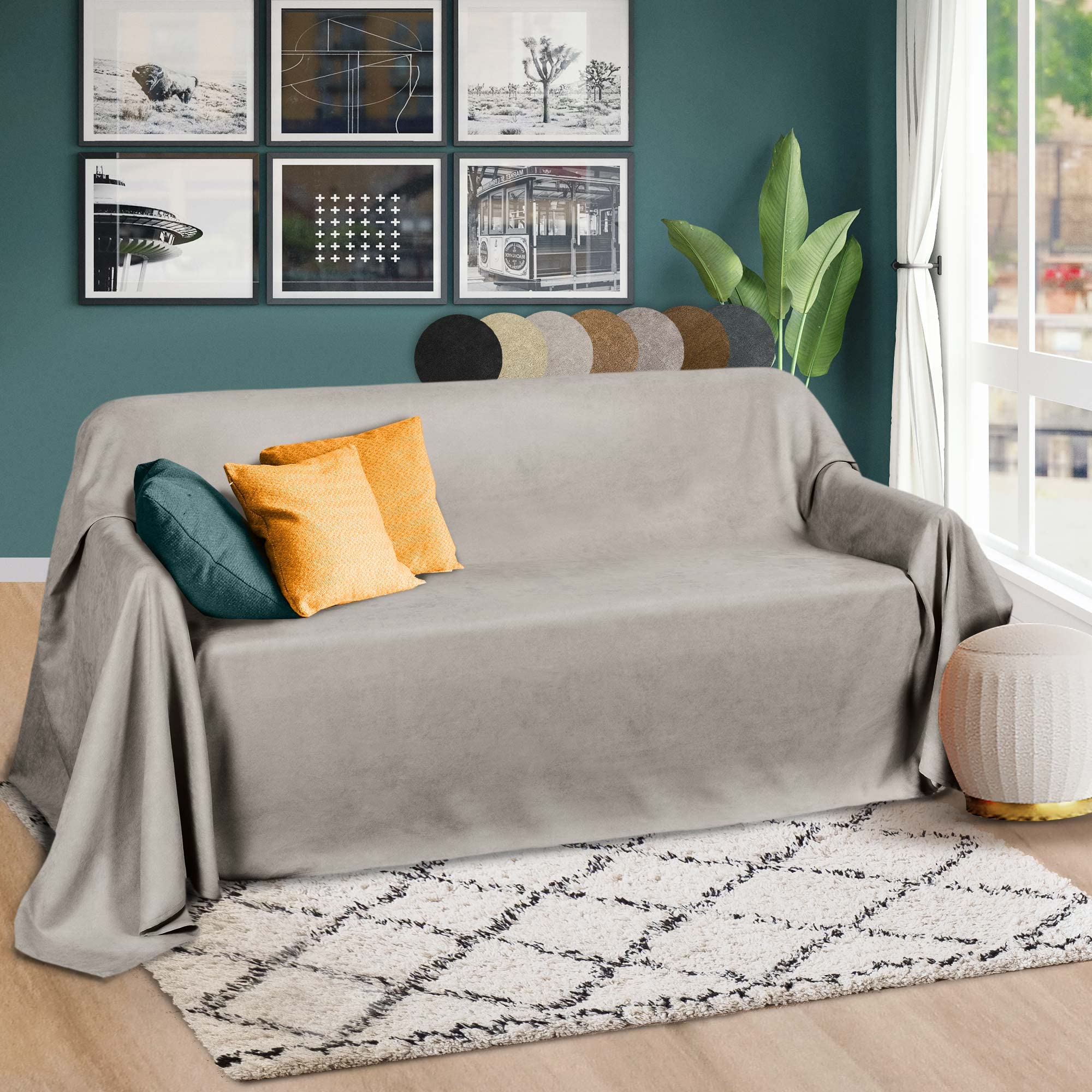 Beautissu Bedspreads King Size Bed Throw 210x280 cm Romantica - Large Sheet Warm Suede Optic Lightweight Sofa Throw - Light Grey Blanket Bed Spread