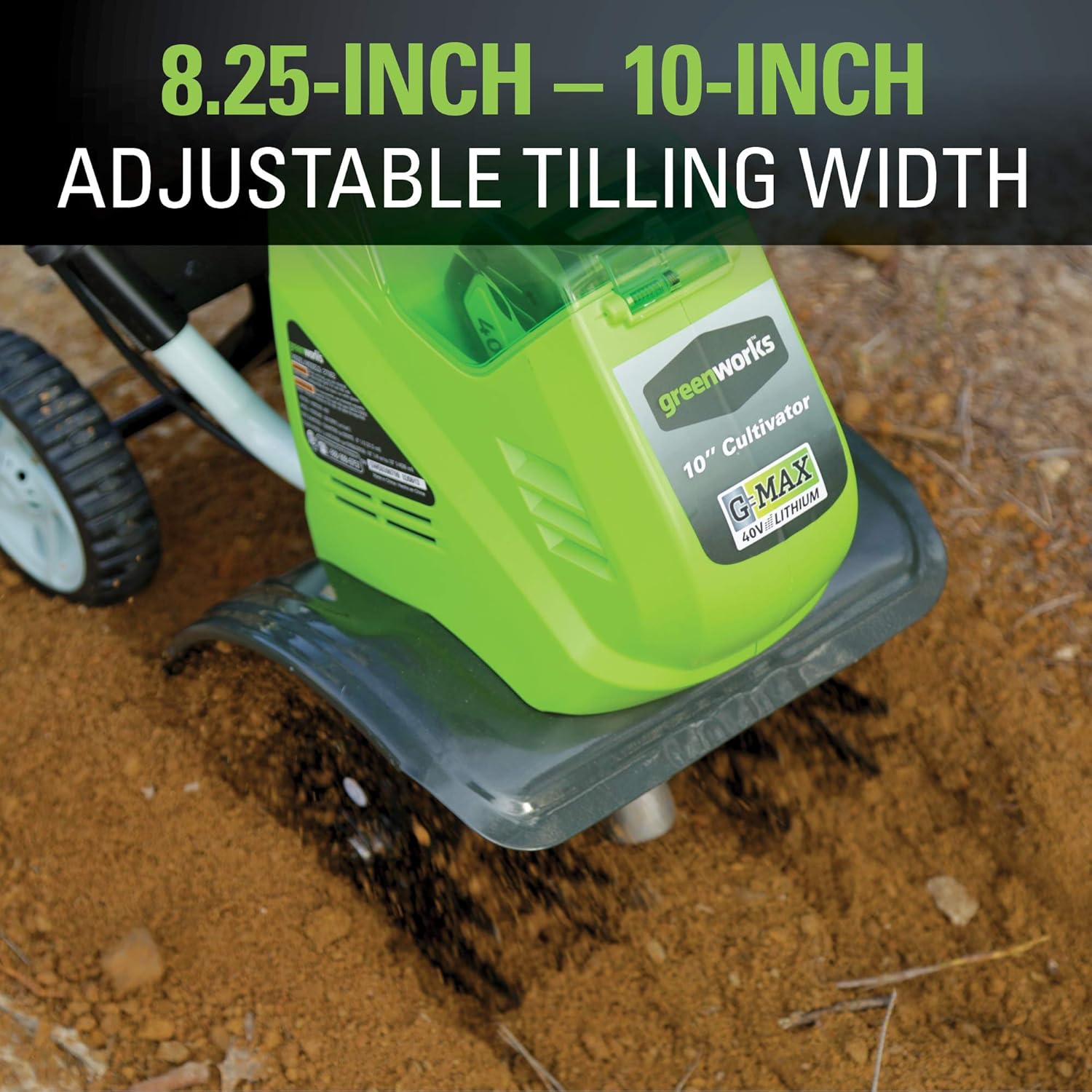 Greenworks 10-Inch 40V Cordless Cultivator, 4.0 AH Battery Included 27062 : Power Tillers : Garden & Outdoor