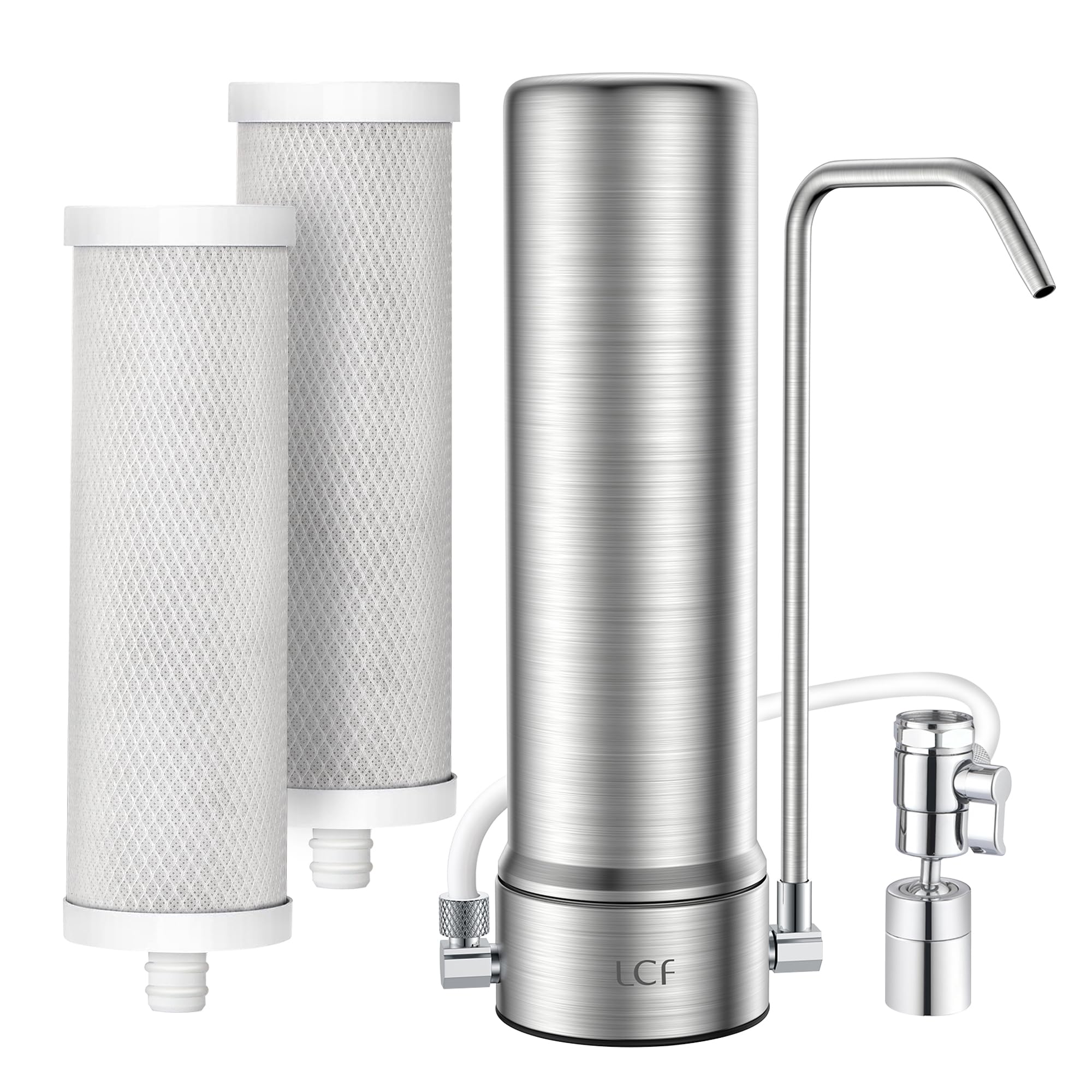 Photo 1 of LCF Upgrade Countertop Water Filter, ?????? ???? Enhanced 6-Stage Stainless Steel Water Filter for Sink Faucet, Reduces Heavy Metals, Bad Taste & 99% Chlorine, 16,000 Gallons(2 Filters)