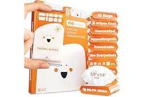 Impossibly Compact Travel Wipes - Skin-Friendly Wet Wipes, Hypoallergenic & Unscented for Adults, Kids & Baby Care - 10 Pack 