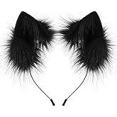 HAOAN Handmade Faux Fur Animal Cat Ears Headband Furry Fox Wolf Hairhoop Headwear Costume Accessory
