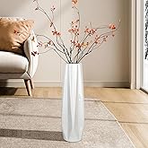 Ceramic Floor Large Vase 17.7 Inches Tall,White Modern Flower Tall Vases for Office, Home,Farmhouse,Living Room Décor,Simple Origami Design Fall Decorative Porcelain Flower Arrangement Vase Ideal Gift