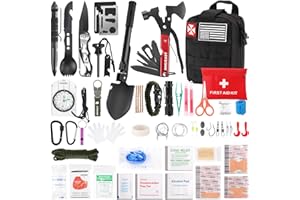 ANGIEAST Survival Kit 256 in 1, First Aid Kit Survival Gear Tools Trauma Kit with Molle Pouch for Outdoor, Camping, Hunting, Hiking, Earthquake, Home, Office, Gifts for Men Dad Husband Women
