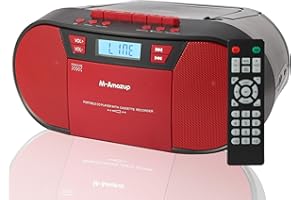 M-Amazup Boombox CD Player Portable, Cassette Player Combo with CD MP3 Bluetooth AUX TF USB FM Radio AC/DC Powered, Boom Box with Remote Control, Headphone Jack, Stereo Sound for Home,Kids,Gift
