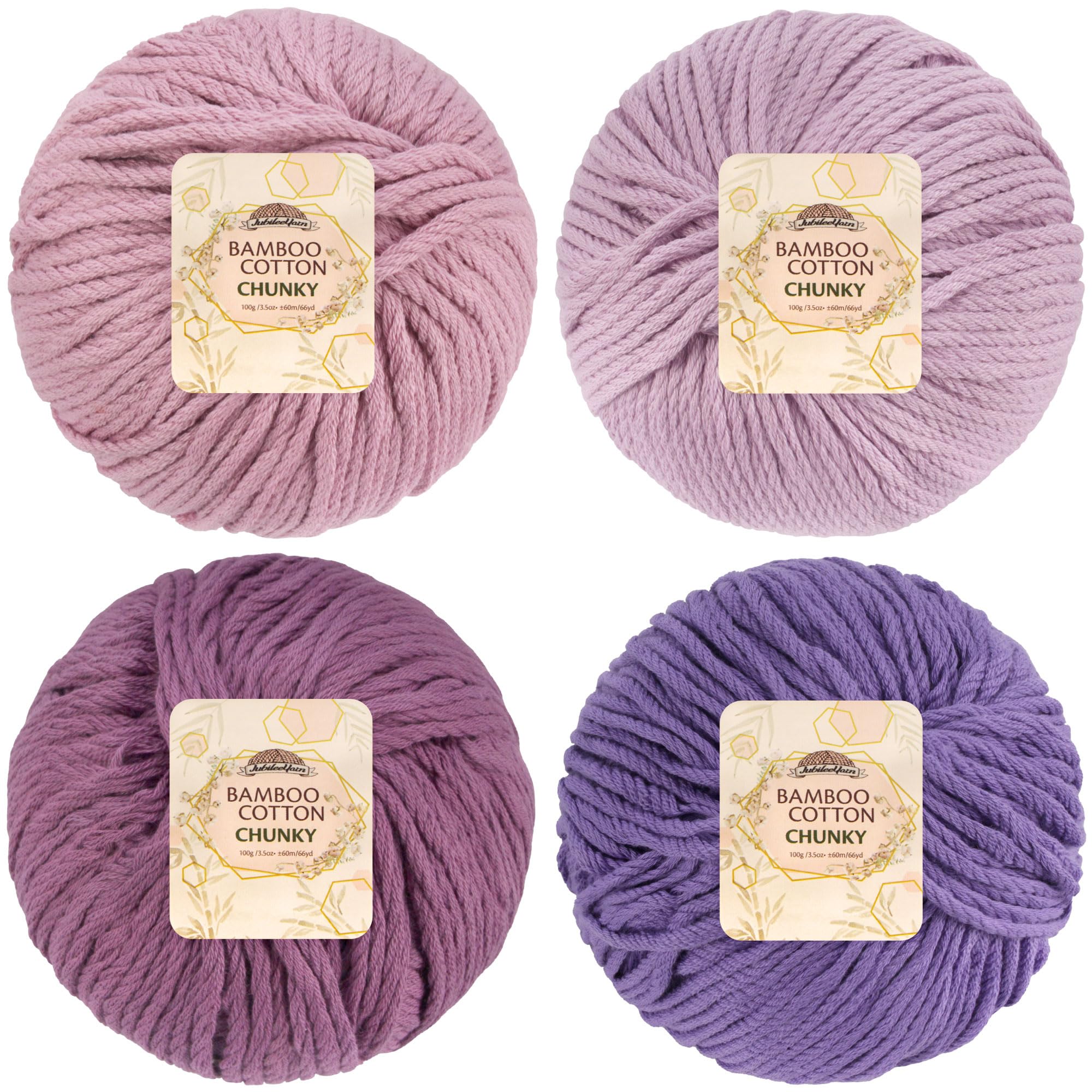 JubileeYarn Bamboo Cotton Chunky Yarn - 100g/Ball - Shades of Purple - 4 Balls — image 1