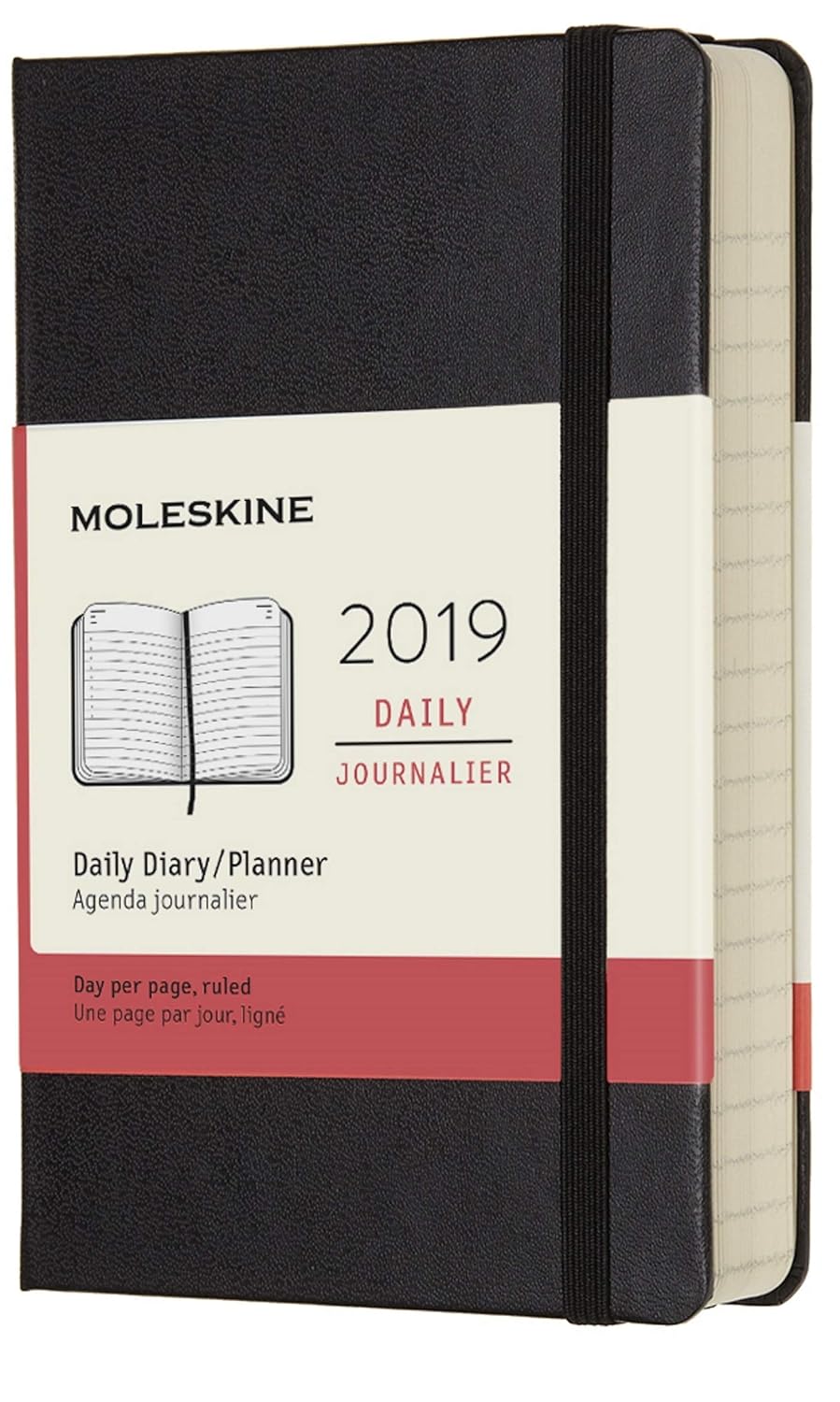 Moleskine Planner Diary 2019 12M Daily Pocket Black Hard Cover, 9,5 x 2