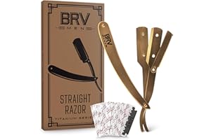 BRV MEN Straight Razor | Titanium Series | 100 Single Edge Blades | Straight Edge Razor | Shavette | Barber Razor | Mens Shaving Knife | Straight Razor Kit | For Men (Titanium Bronze)
