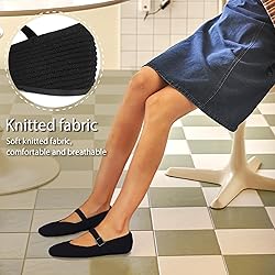 CELNEPHO Black Flats for Women Square Toe Ballet