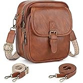 Small Crossbody Bags for Women - Vegan Leather Crossbody Purse with 2 Adjustable Straps, Card Slots, Vintage Anti-Theft Messenger Shoulder Bag for Travel Everyday Gift