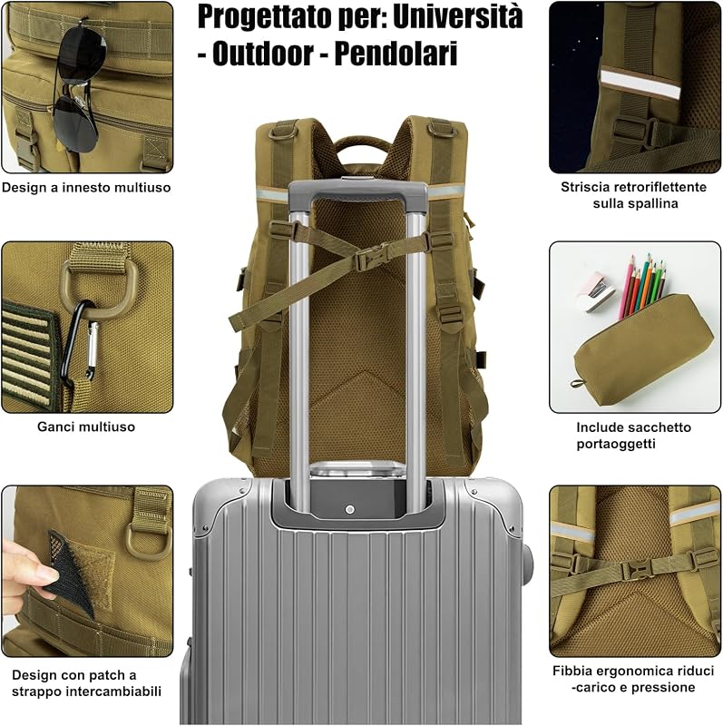 Zaino Scuola Media Superiore Ragazzo, Grande Zaino Uomo 17 Pollici Laptop, Zaini per PC portatili Impermeabile, Zainetti Casual Borsa Daypack per Ragazza Scuola Università Viaggio 10-25 Anni 50CM
