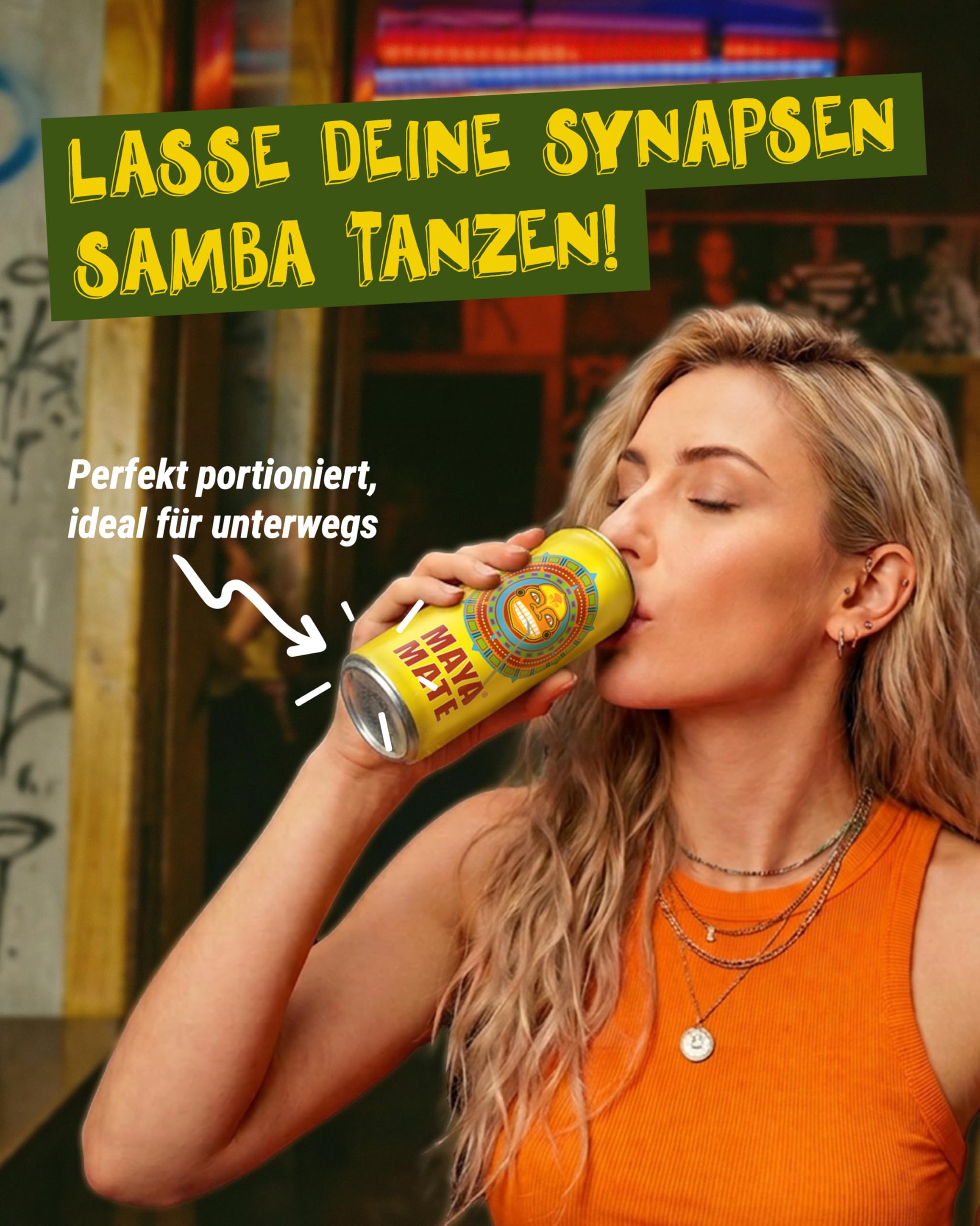 Maya Mate – Mate-Drink natürlicher Energy Drink 24 x 330 ml Dosen – Softdrink mit herb-frischem Mate-Geschmack mit 21,5 mg Koffein pro 100 ml – Belebendes Erfrischungsgetränk im stylischen Design 4