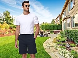 QPNGRP Men's 9" Inseam Stretch Waist Zipper Cargo