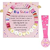 PEALICIOUS Big Sister Gifts for Girls Big Sister Bracelet Valentines Day Gifts for Sister Cute Big Sis Bracelet Sister Jewelry for Daughter with Girls Bracelet and Pink Medal Matching Sisters Shirt