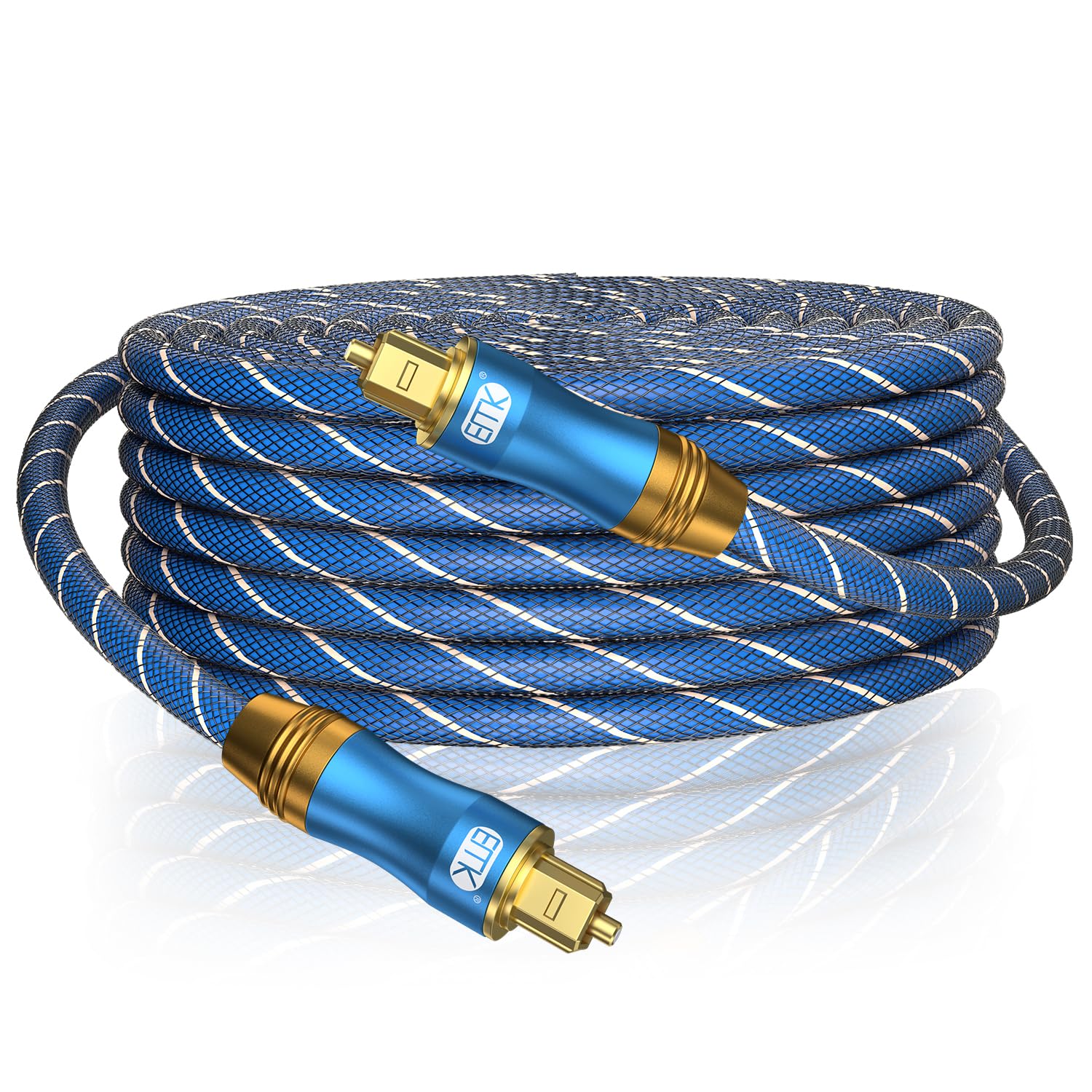 Photo 1 of EMK Digital Optical Audio Cable Fiber Optical Toslink Cable SPDIF Audio Cable Male to Male Cord for Home Theater, Sound Bar, TV, PS4, Xbox, PlayStation & More (49Feet/15M)