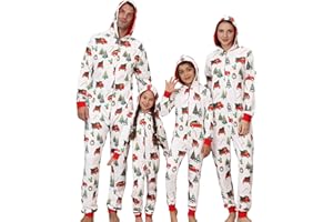 YEAXLUD Matching Christmas Pajamas for Family Couples Womens Sleepwear Mens Xmas One Piece Pjs Onesie Adult Loungewear