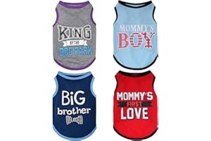 Haakong 4 Pack Dog Shirts Cute Printed Clothes Sleeveless Summer Puppy Clothes for Small Medium Dogs Cats Holiday Apparel