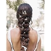 SWEETV 7 Pieces Bride Hair Accessories Pearl Wedding Hair Pins Leaf Bridal Hair Piece Vintage Hair Headpiece Leaf Hair Clips Jewelry for Women Bridesmaids Brides Flower Girls